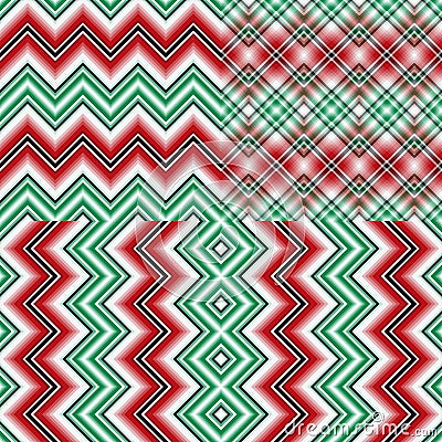 Set abstract striped zigzag christmas seamless patterns Stock Photo