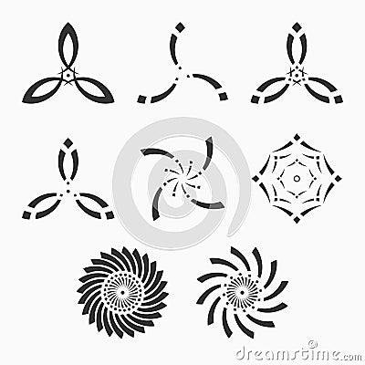 Set of abstract symmetric geometric shapes. Vector Illustration