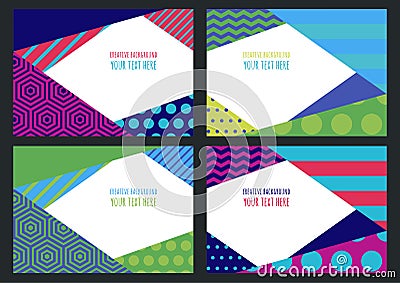 Set of abstract vector flat creative background. Multicolor colo Vector Illustration