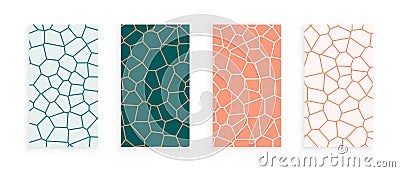 set of abstract voronoi grid block texture vertical poster Vector Illustration