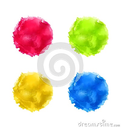 Set abstract watercolor splash, colorful paint circles Vector Illustration