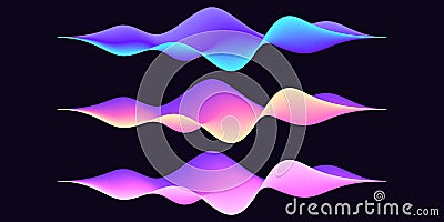 Set of abstract wave shape for voice recognition system, futuristic waveform for virtual assistant. Gradient audio wave Vector Illustration