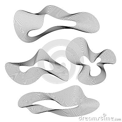 Set of abstract wavy blend shape. Vector Illustration