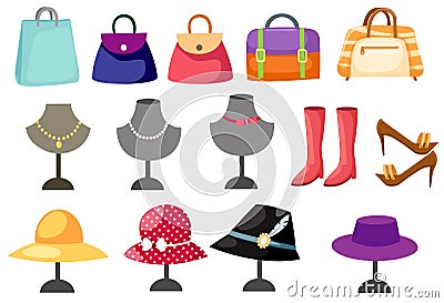 Set of accessories women Vector Illustration