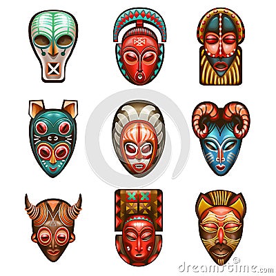 A set of African masks Stock Photo