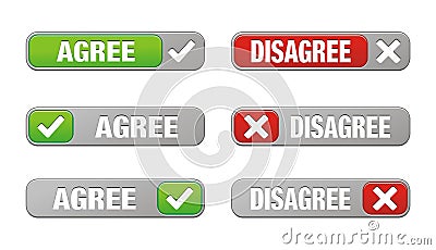 Set of agree and disagree buttons Stock Photo