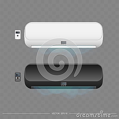 Set of air conditioners 3d. Realistic vector air conditioner. Vector Illustration