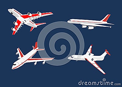 Set of air planes isolated vector illustration Vector Illustration