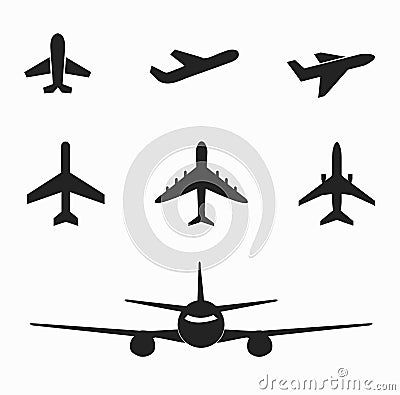 Set of airplane icon on white Vector Illustration