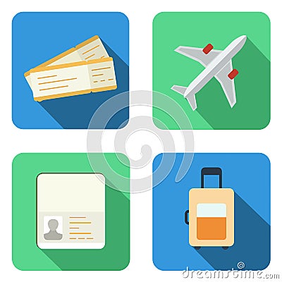Set of airplane icons in flat design style Stock Photo