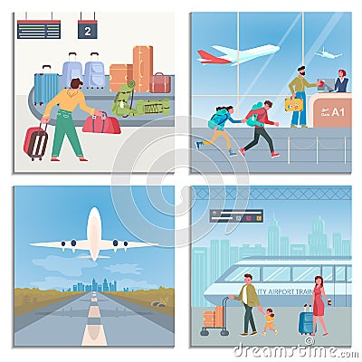 Set of Airport Banners Vector Illustration