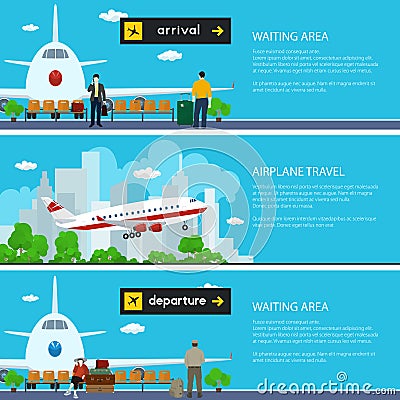 Set of Airport Banners Vector Illustration