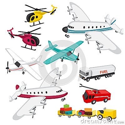 Set of airport elements Vector Illustration