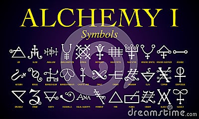 Set of Alchemy Symbols. Vector Illustration