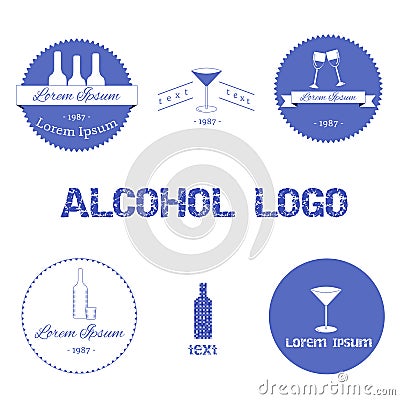 Set of alcohol logos Vector Illustration