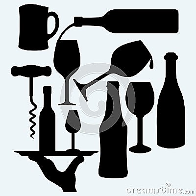 Set of alcoholic beverages Vector Illustration