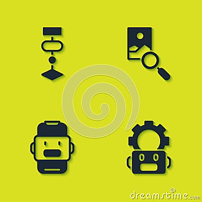 Set Algorithm, Robot setting, Chat and Photo retouching icon. Vector Stock Photo