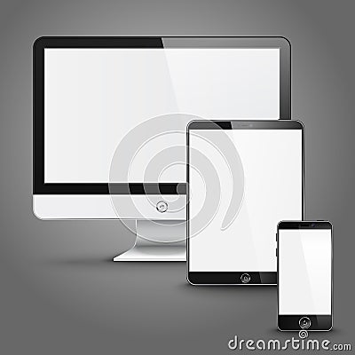 Set of all size screen devices for site preview Vector Illustration