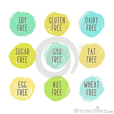 Set of allergen free badges. Vector Illustration