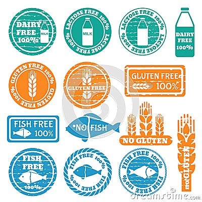 Set of allergen icons vector Vector Illustration