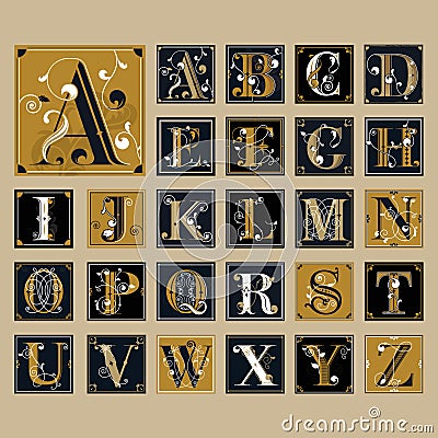Set of alphabet icons Vector Illustration