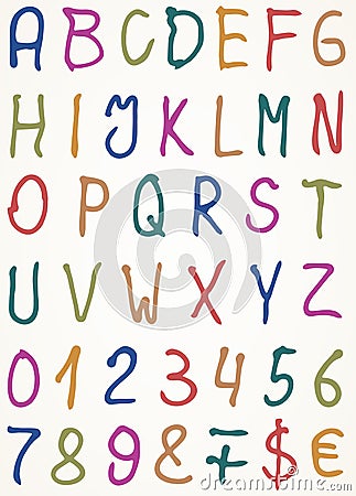 Set of alphabet letters with numbers and other Vector Illustration