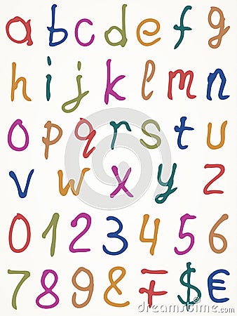 Set of alphabet letters with numbers and other Vector Illustration