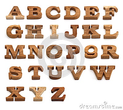 Set of Alphabet made from wood Stock Photo