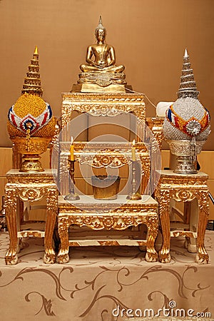 Set of altar table image of Buddha Stock Photo