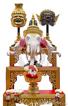 Beautiful Khon Masks Ramayana epic Stock Photo