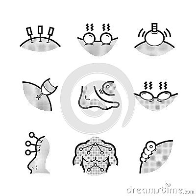 Set of Alternative Medicine, Chinese Medicine Icons Vector Illustration