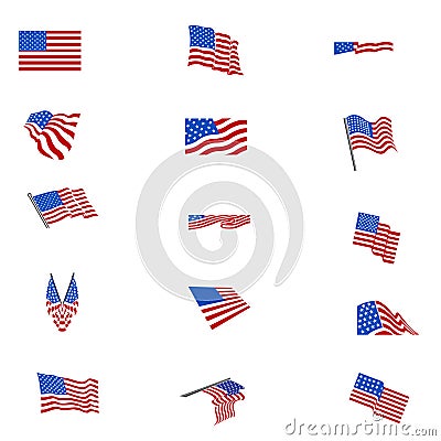 Set of american flags FLAG Vector Illustration