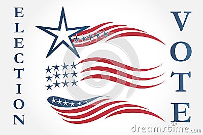 Set of American flags illustration vector Vector Illustration