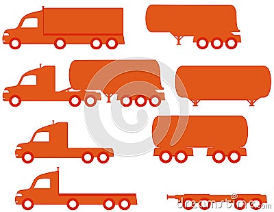 Set american trucks silhouette Vector Illustration