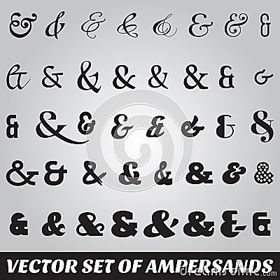 Set of ampersands from different fonts Vector Illustration