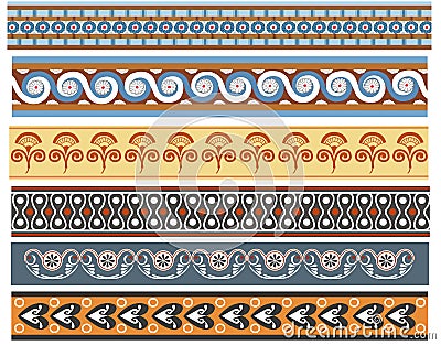 A set of Ancient minoan patten designs Cartoon Illustration