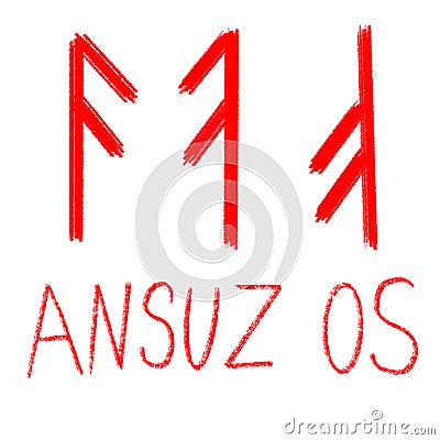 Set of ancient runes. Versions of Ansuz rune with German, English and Old Scandinavian titles Stock Photo