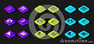 Set Angle bisector of a triangle, Calculator, Subsets, math, subset, Ruler, and Graph, schedule, chart, diagram icon Vector Illustration