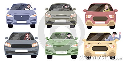 Set of angry car driver Vector Illustration
