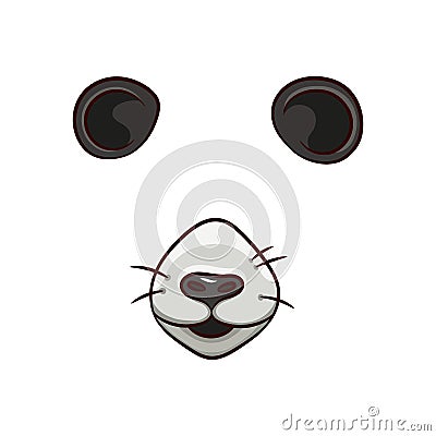 A set of animal face elements. The design of the ear and nose. The Panda mask. Vector Illustration