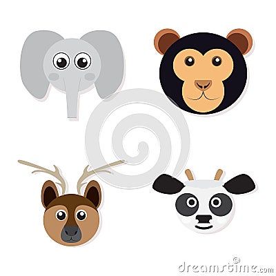 Set of animal faces Vector Illustration