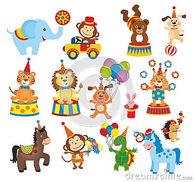 Set of animals in circus Stock Photo