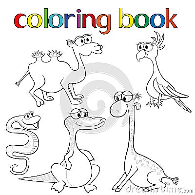 Set of animals for coloring book Vector Illustration