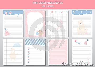 Set of animals and cute vector cards,bears,baby shower,printable, tags,cards,templates,Notes, Stickers, Labels,Scrap booking, Cong Vector Illustration