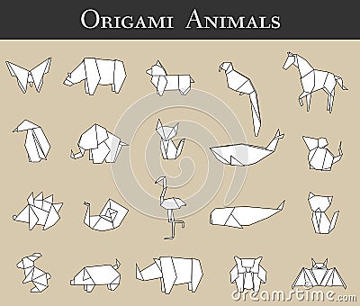 Set of Animals origami vector Vector Illustration