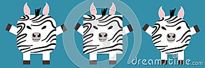 A set of animals of square and round shape. Vector illustration of a zebra Cartoon Illustration