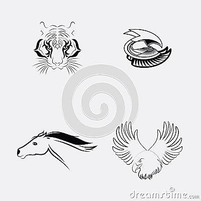 Set of animals tattoo. Stock Photo