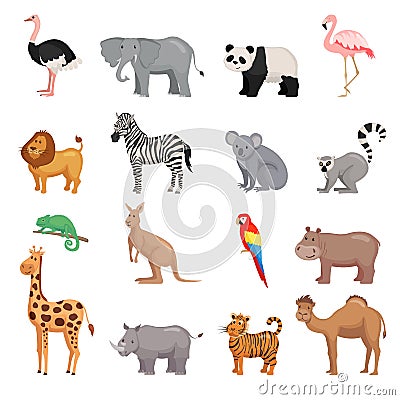 Set of animals of zoo Vector Illustration