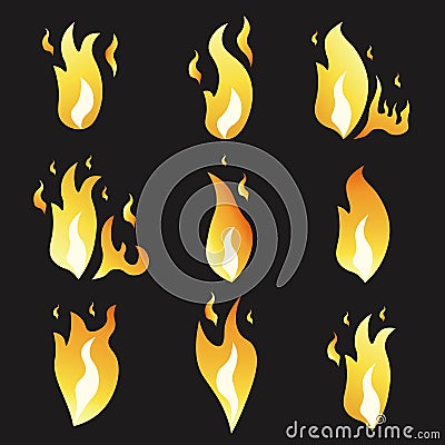 Set of animation fire and illustration various . Cartoon flat style. Vector Illustration