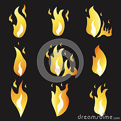 Set of animation fire and illustration various . Cartoon flat style. Vector Illustration